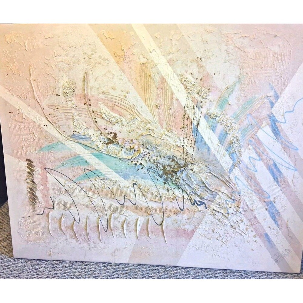 Abstract Textured Canvas Painting Wall Art Unframed Signed Single Piece.